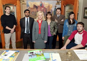 Parks & Rec cast stares at you We will stare at you until you watch our show.